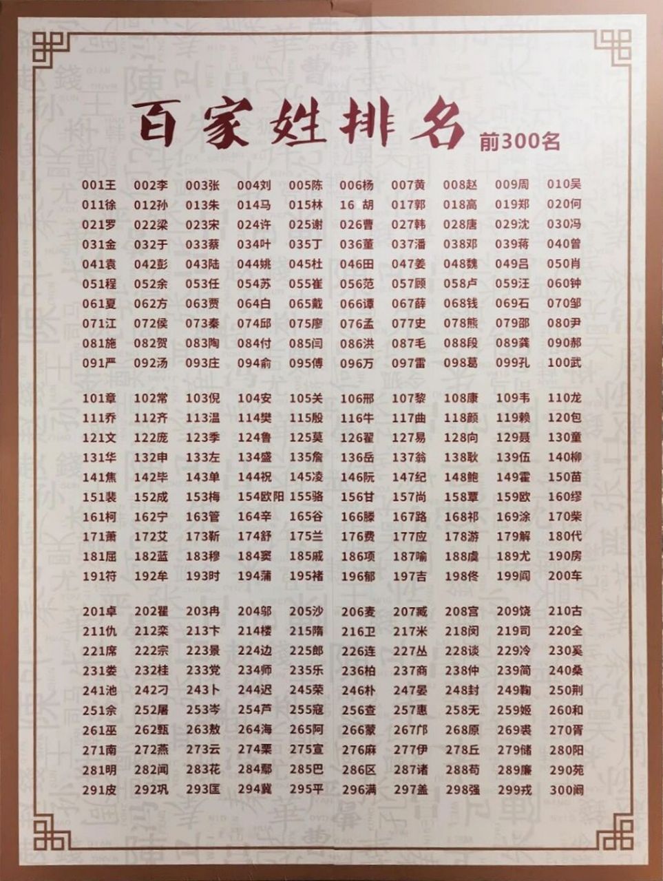 2025年百家姓排名预测与展望，变化与趋势分析